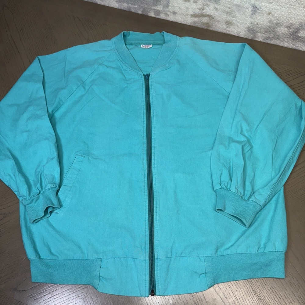 Unisex Lg Quitman‎ USA Zip Up Teal lightweight jacket